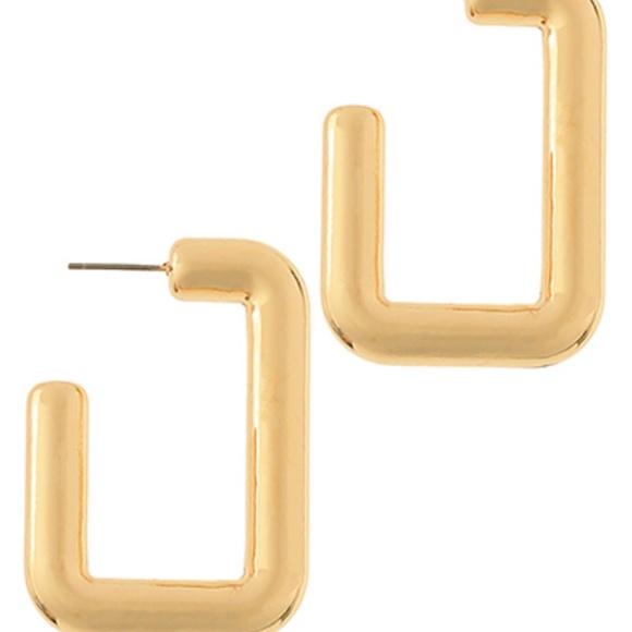 Rectangle Shaped Chunky Metal Hoops - Picture 1 of 1